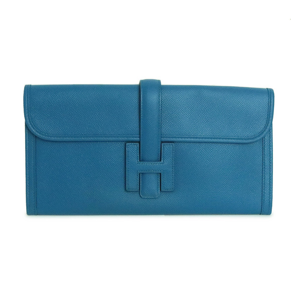 Hermes Jige Elan 29 Second Clutch Bag Vaux Epson Leather Blue - Picture 1 of 10